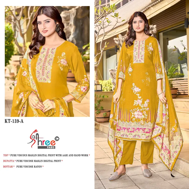 Kt 139 By Shree Fabs Viscose Digital Printed Salwar Suits Wholesale Online